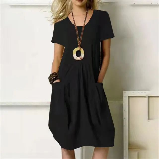 Vestido Midi Solto Gola Redonda Allure