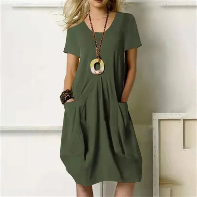 Vestido Midi Solto Gola Redonda Allure